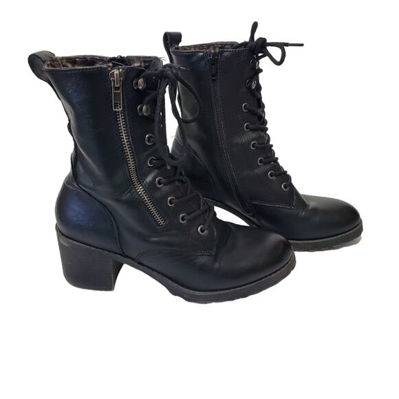American Rag | Sloanie Lace Up Combat Boots with Animal Print Lining - Picture 1 of 12